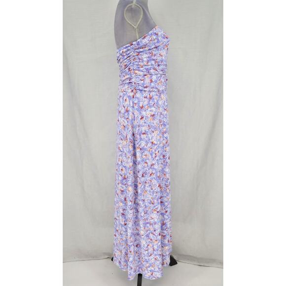 J Jill Dress Womens Medium Maxi Blue Lavender Floral Strapless Stretch Knit - Picture 11 of 12
